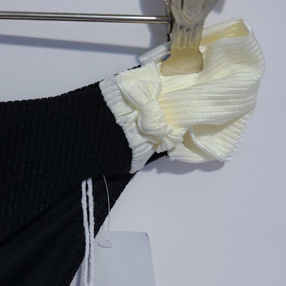 FOREVER 21 SWIMWEAR BLACK/WHITE COLORBLOCK BIKINI BOTTOM SIZE LARGE - Picture 3 of 7